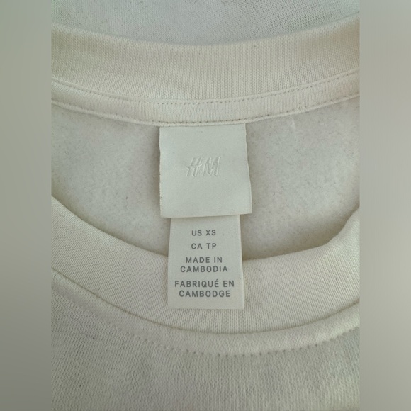 H&M Au Revoir Printed Gold Beaded White Fleece Sweatshirt XS - Picture 6 of 9